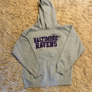 Reebok Gray Kids Hoodie with Baltimore Ravens Logo